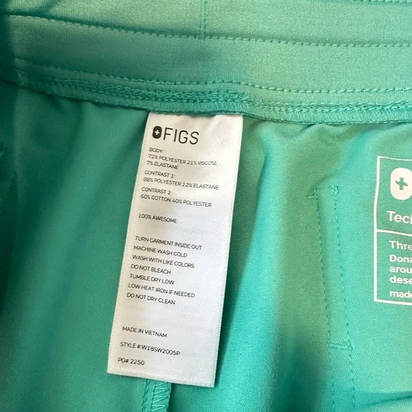 Figs Technical Collection Jogger Scrub Pants Women's XL/P Surgical Green - Picture 7 of 11